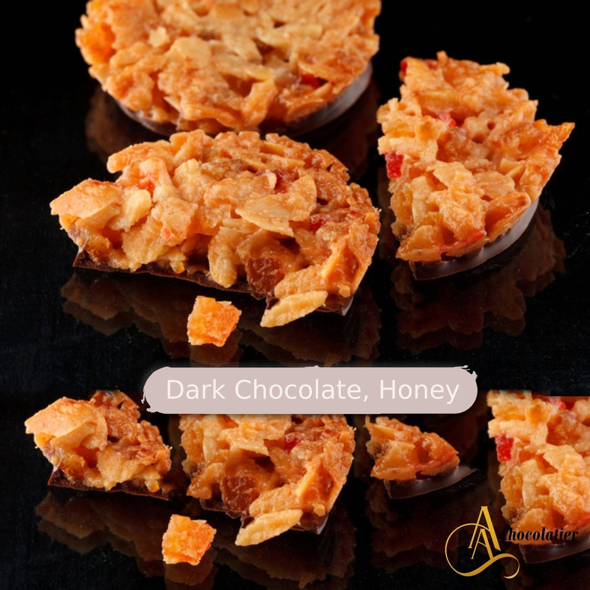 Andy Anand Dark Chocolate Florentine Biscuit Cookies Orange Almond (24 pc) | Imported from France | Local SoCal Bakery