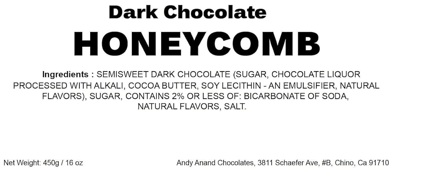 Andy Anand Honeycomb Vegan Dark Chocolate (1 lb) | 60% Cocoa Butter Gift Box | Local SoCal Chocolatier