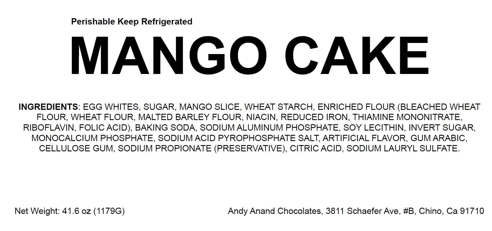 Andy Anand Mango Cake (9-inch, Traditional Style) | Hand-Baked Bakery Cake | Local SoCal Bakery