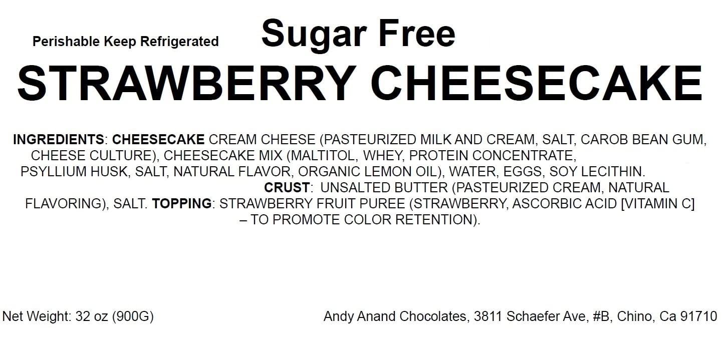 Andy Anand Sugar-Free & Gluten-Free Strawberry Cheesecake, 9-Inch – Diabetic-Friendly, California Cream Cheese, Birthday & Holiday Gift Box