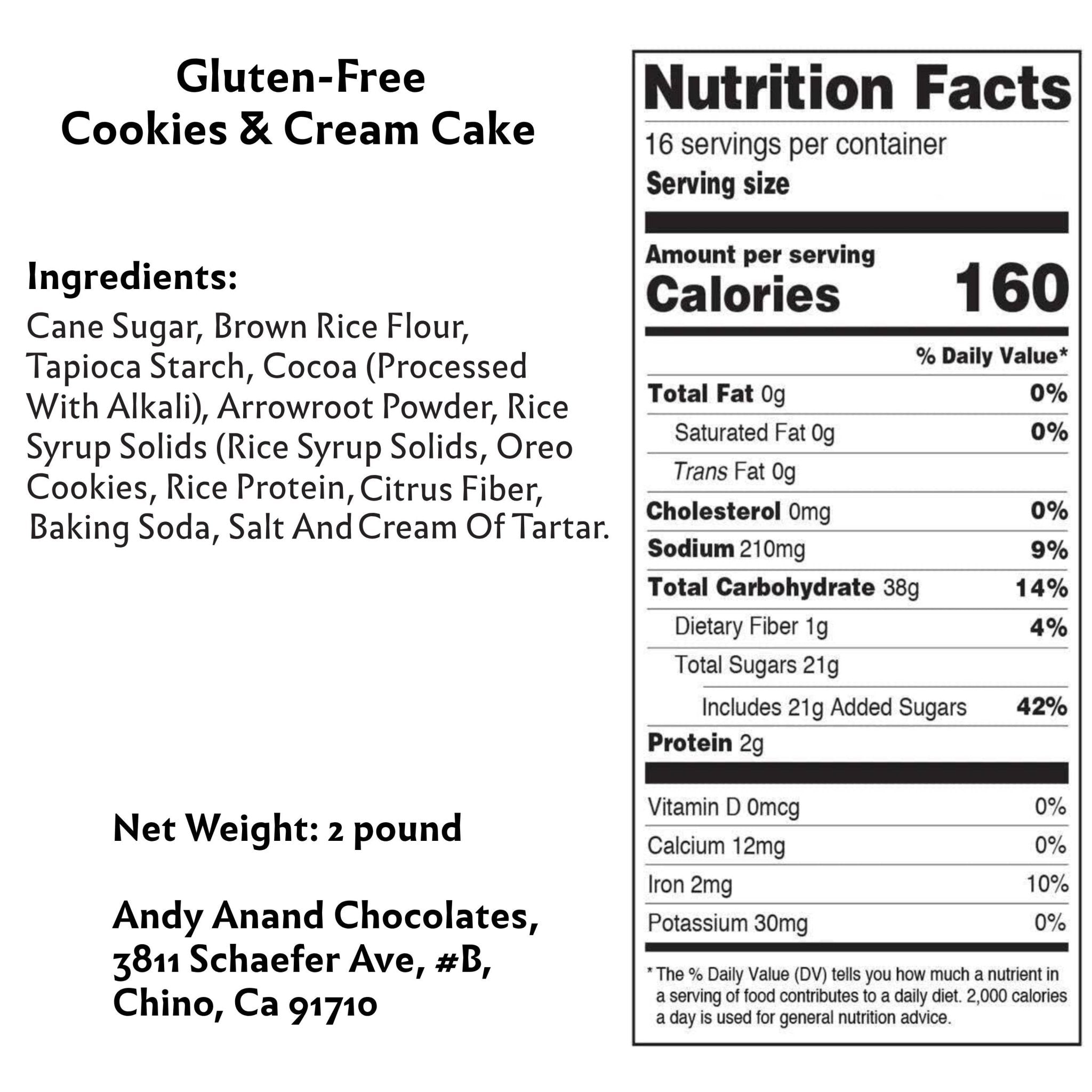 Andy Anand Gluten-Free Cookies & Cream Cake (9-inch, 2 lbs) | Hand-Baked Bakery Cake | Local SoCal Bakery