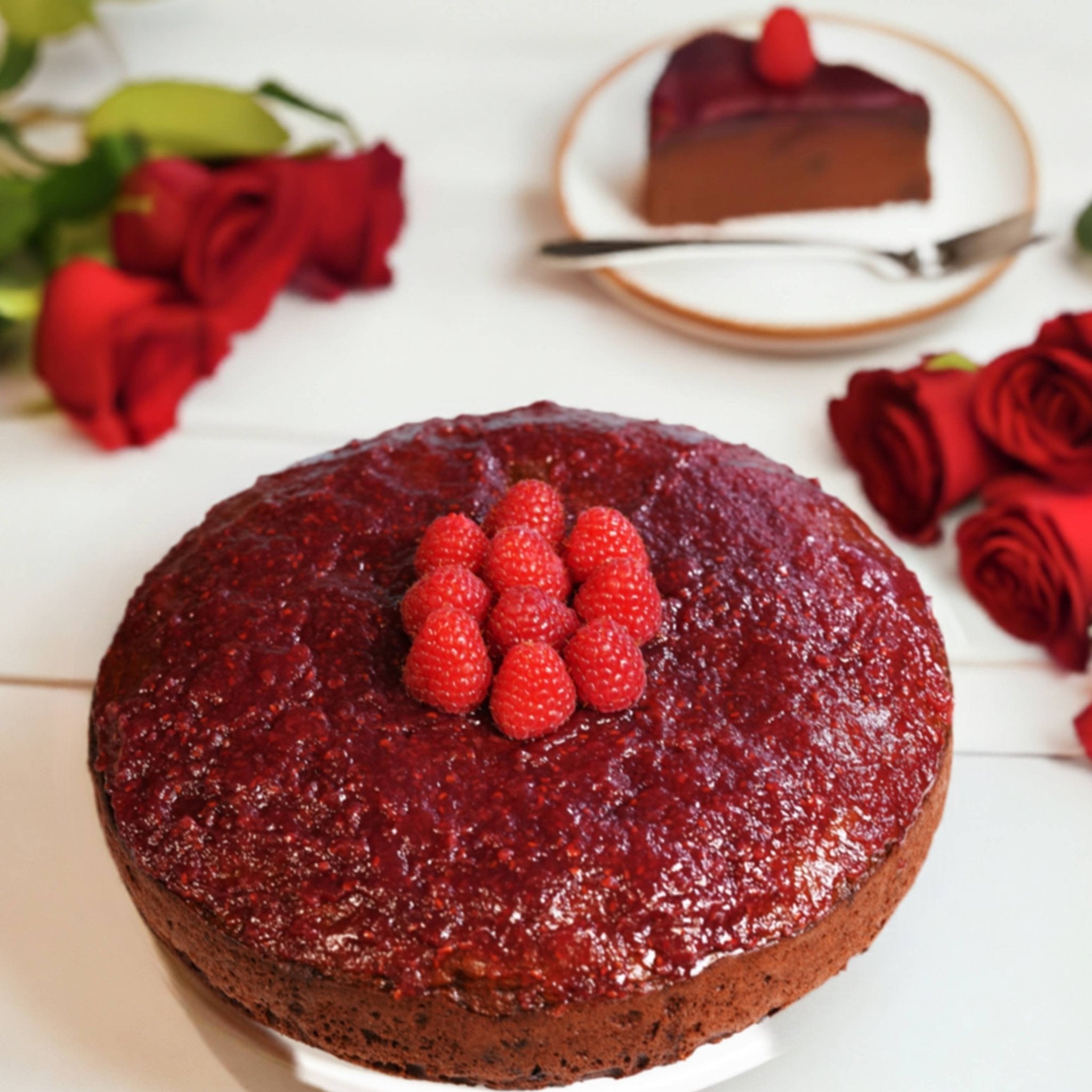 Andy Anand Gluten-Free Raspberry Chocolate Cake with Truffles (9-inch, 2.8 lbs) | Hand-Baked Bakery Cake | Local SoCal Bakery