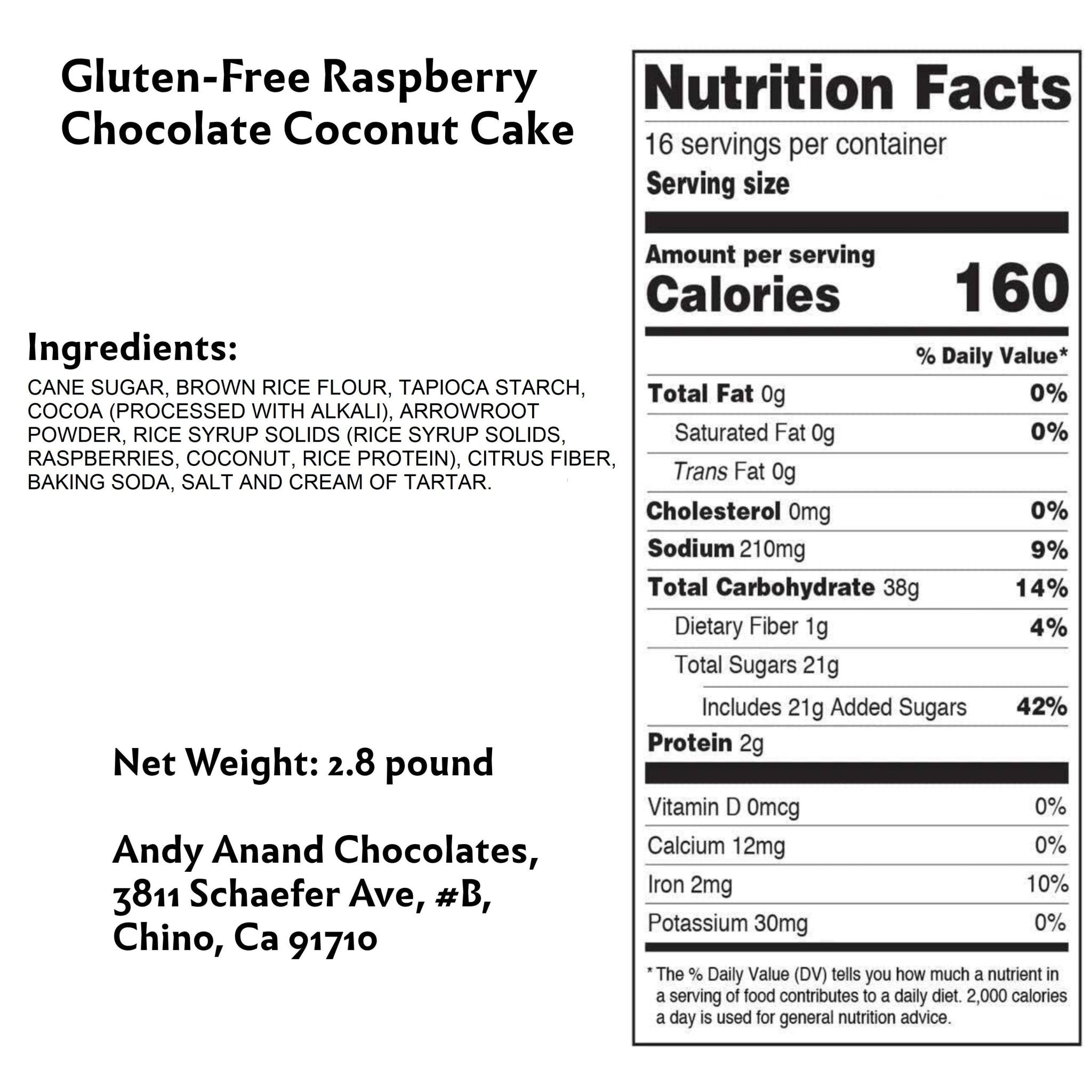 Andy Anand Gluten-Free Raspberry Chocolate Truffle Coconut Cake (9-inch, 2.8 lbs) | Hand-Baked Bakery Cake | Local SoCal Bakery