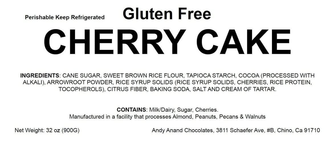 Andy Anand Gluten-Free Cherry Cake, 9-Inch, 2.9 lb – Freshly Baked, All-Natural, No Preservatives, Ideal Gourmet Birthday & Holiday Gift Box