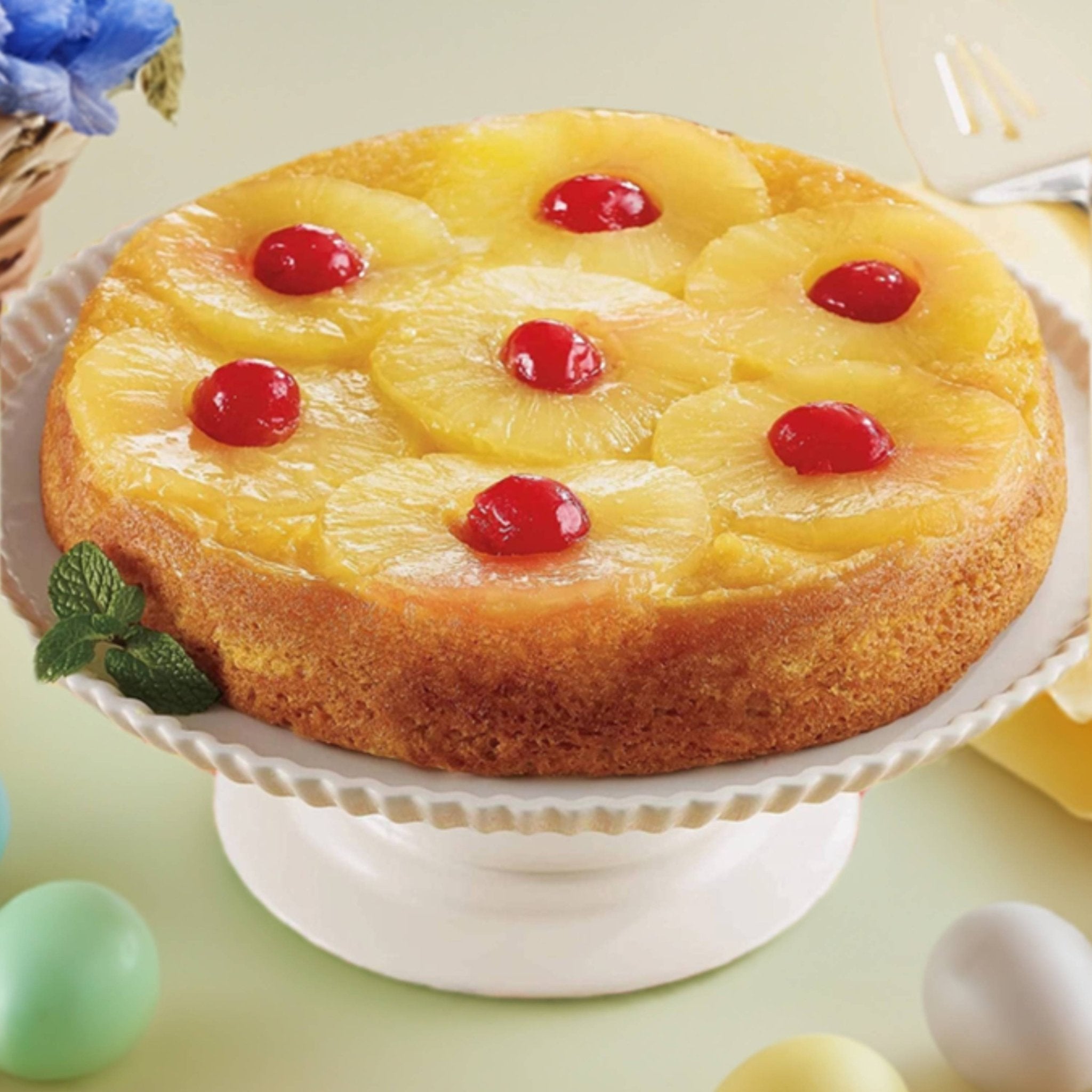 Andy Anand Gluten-Free Pineapple Upside-Down Cake, 9-Inch, 2.4 lb – Caramelized Pineapple, All-Natural, No Preservatives, Birthday Gift Box