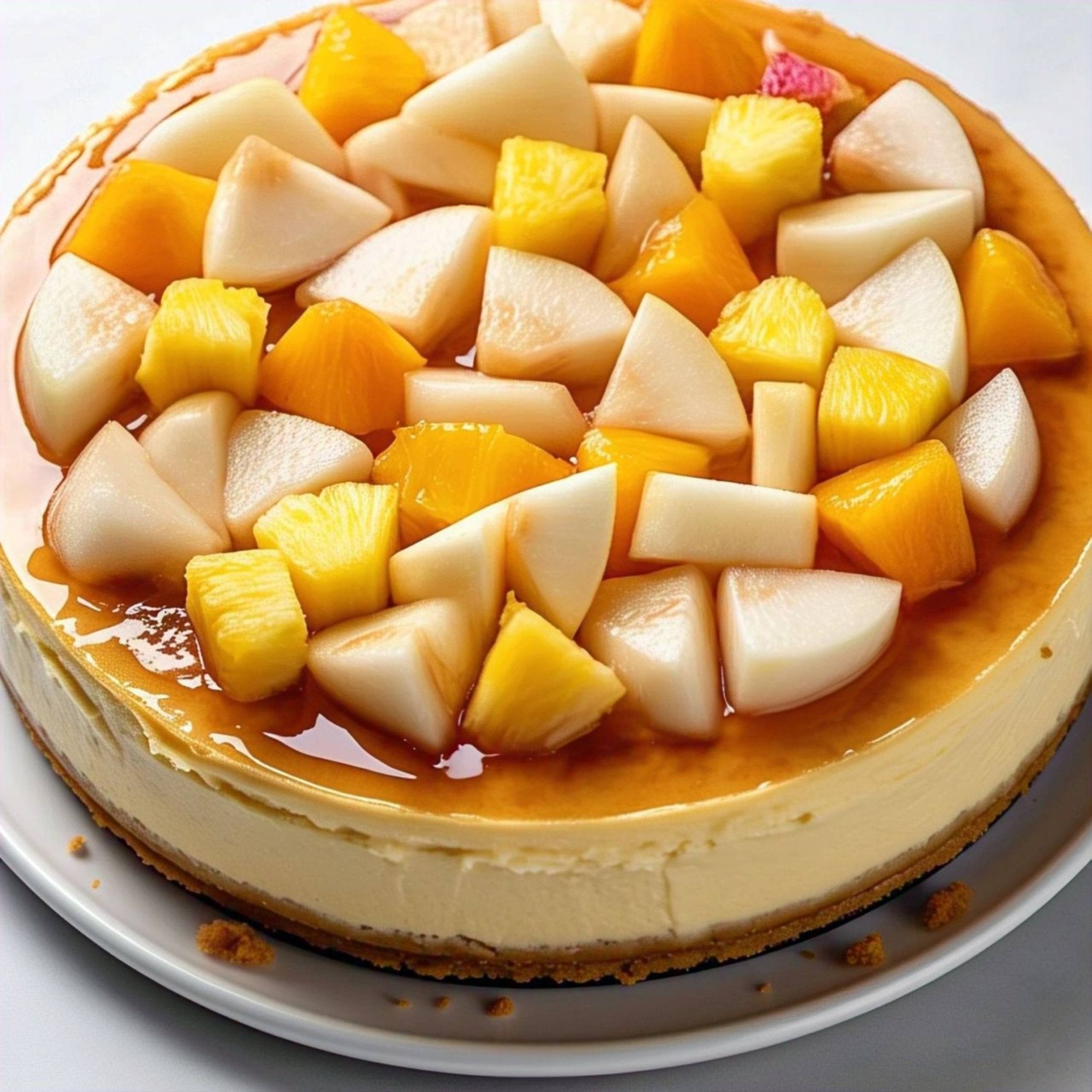 Andy Anand Tropical Fruit Cheesecake (2 lbs) | Pineapple, Pears, Peach Glaze | Local SoCal Bakery