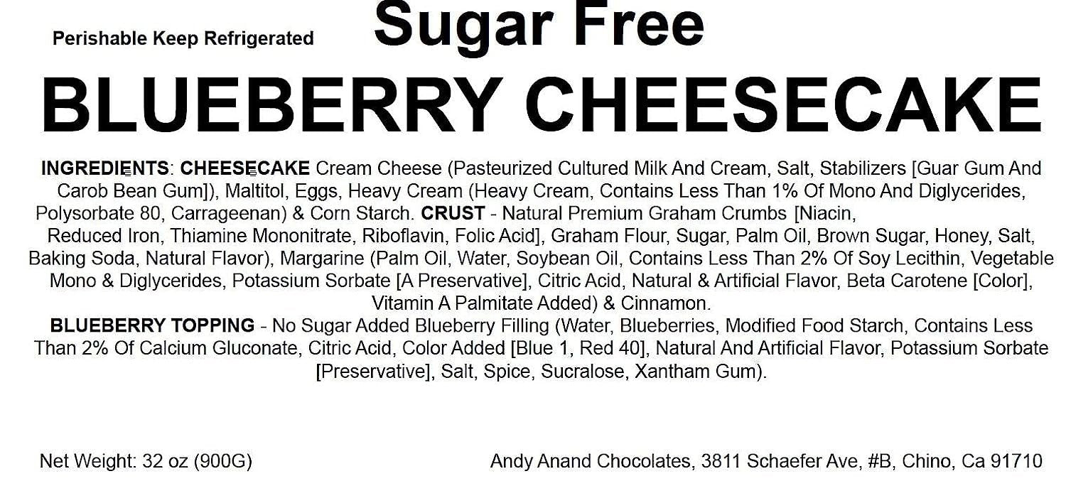 Andy Anand Sugar-Free & Gluten-Free Blueberry Cheesecake, 9-Inch – Diabetic-Friendly, Cream Cheese, No Preservatives, Birthday Gift Box