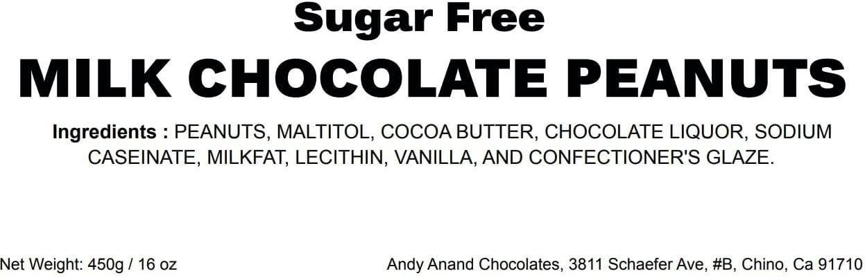 Andy Anand Sugar-Free Milk Chocolate Peanuts (1 lb) | 60% Cocoa Butter, Sugar-Free & Keto | Local SoCal Chocolatier