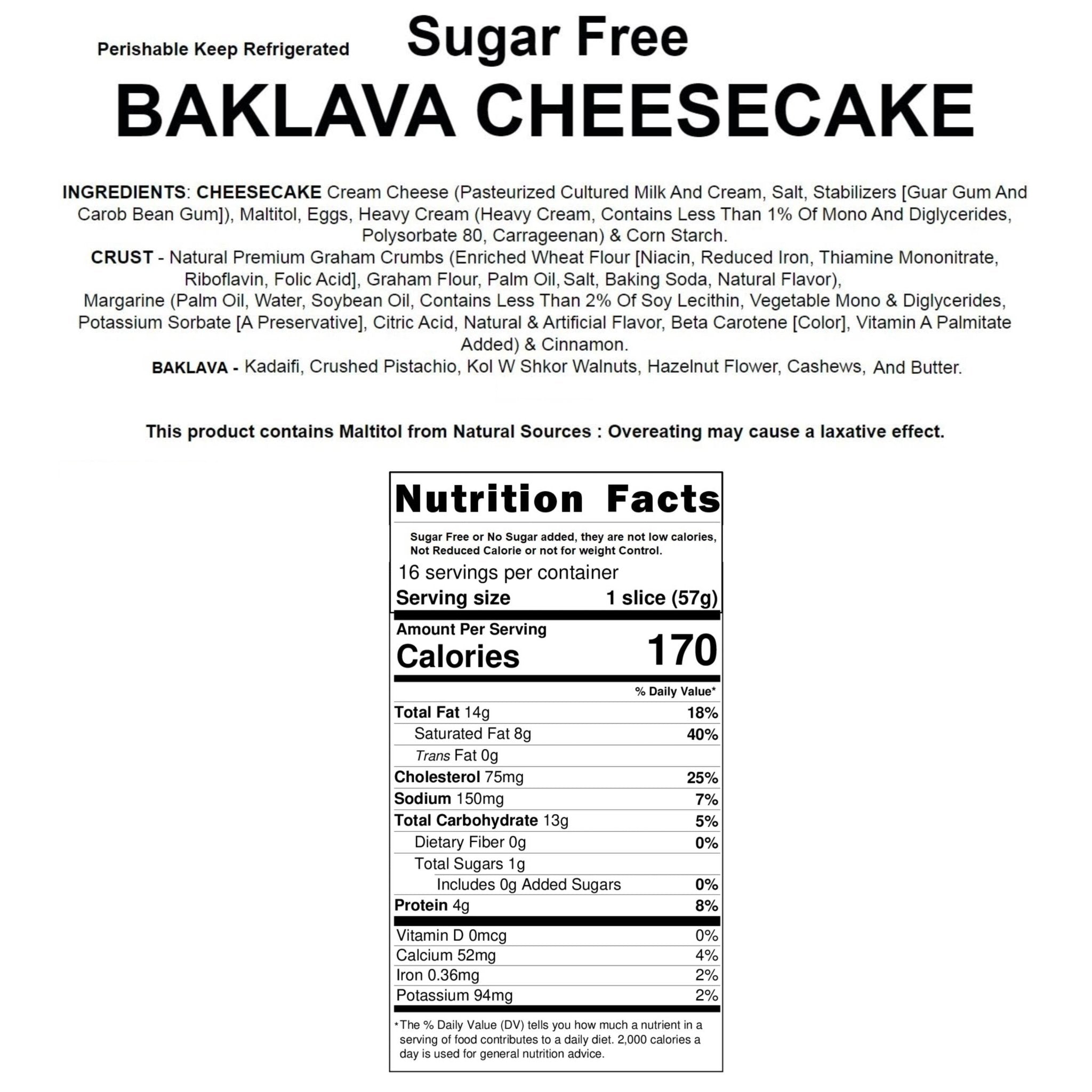 Andy Anand Sugar-Free Baklava Cheesecake (9-inch, 2.8 lbs) | Sugar-Free & Keto Cheesecake | Local SoCal Bakery