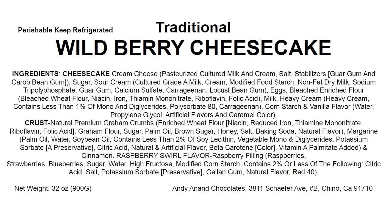 Andy Anand Wild Berry Cheesecake, 9-Inch, 2.8 lb – Luxuriously Creamy, Traditional Recipe, No Preservatives, Birthday & Holiday Gift Box